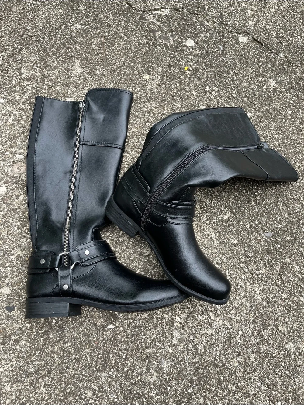 GBG LOS ANGELES Black Knee-tHigh Zipper Riding Boots